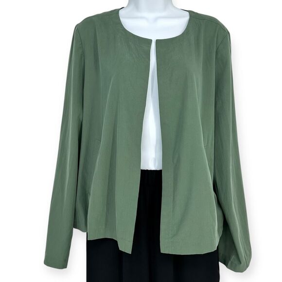 Eileen Fisher NWT Sage Green Open‎ Front Jacket Lightweight Professional size L - Picture 1 of 10